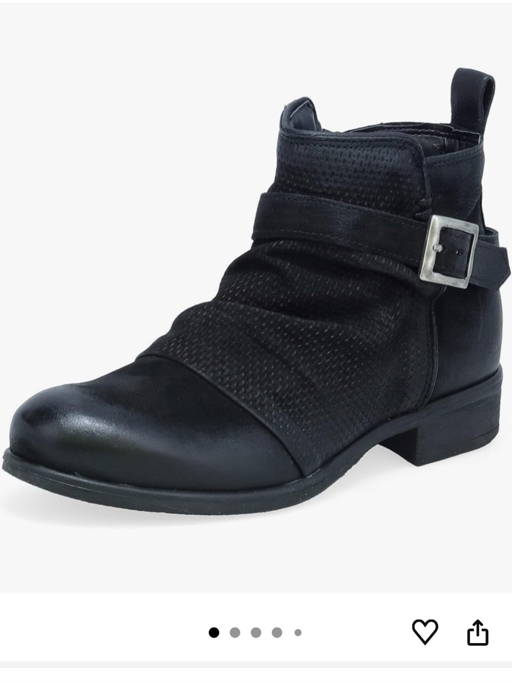 Miz Mooz Suzy Black Leather Buckle Ankle Boots Size 39